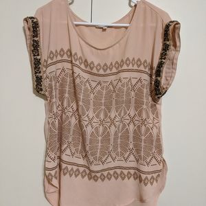 Women's vintage cream beaded blouse